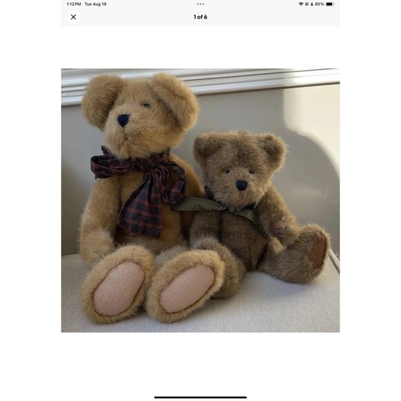 Boyds Bears Plush BRAXTON B. BEAR 14" &10” Jointed J.B. Bean Series Set Of 2 - Picture 1 of 6